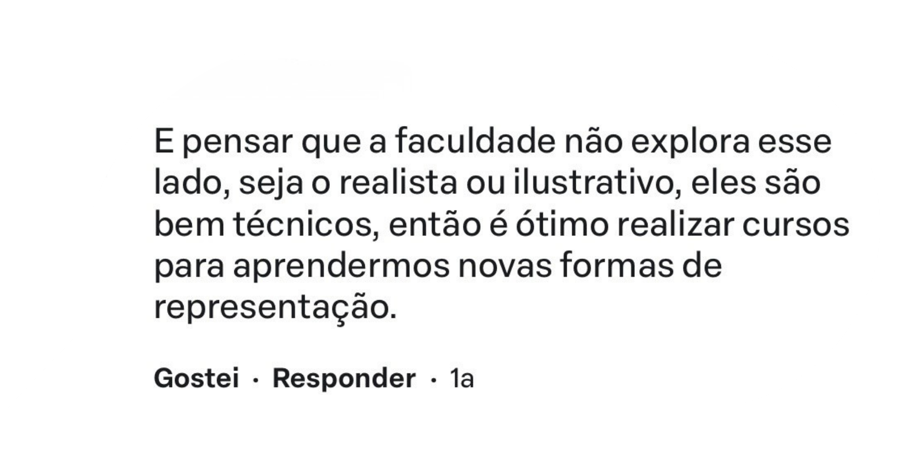 Depoimento de aluna sobre novas formas de representação